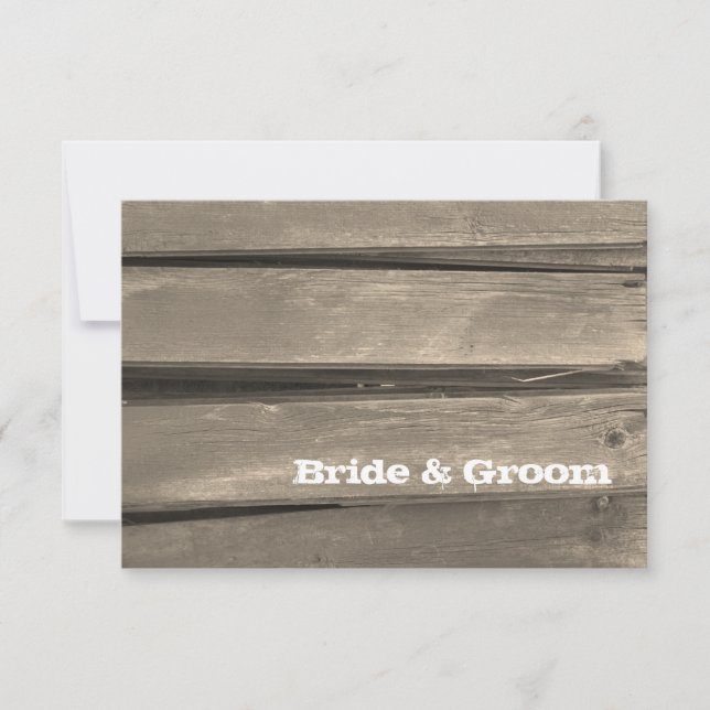 Rustikales Land Barn Wood Hochzeitstil Karte (Vorderseite)
