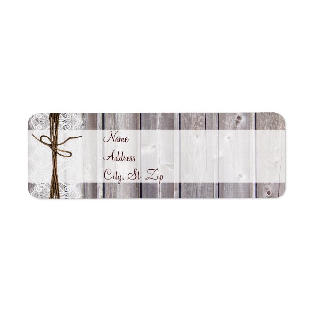 Rustikales Land Barn Wood Spitzen Twine Address La (Vorne)