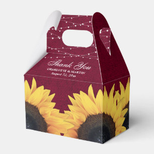 Rustikales Land Burgund Sonnenblumen Hochzeit Geschenkschachtel