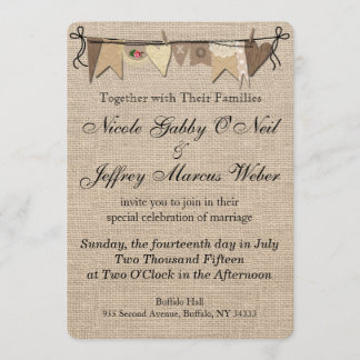 Rustikales Land Burlap Hochzeit Einladung