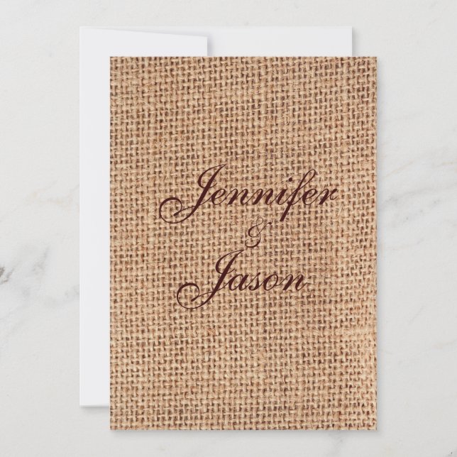 Rustikales Land Burlap Hochzeitseinladungen Einladung (Vorderseite)