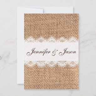 Rustikales Land Burlap Lace Hochzeitseinladungen Einladung