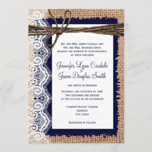 Rustikales Land Burlap Lace Twine Hochzeit Einladu Einladung