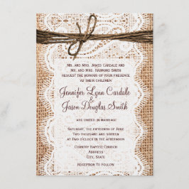 Rustikales Land Burlap Lace Twine Hochzeit Einladu Einladung