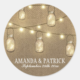 Rustikales Land Burlap Mason Jar Gastgeschenke Hoc Runder Aufkleber