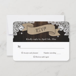 Rustikales Land Burlap Ribbon Holzschnitzereien Ho RSVP Karte