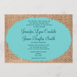 Rustikales Land Burlap Turquoise Hochzeit Einladun Einladung