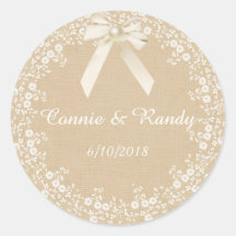 Rustikales Land Burlap- und Spitzen-Hochzeitsticke