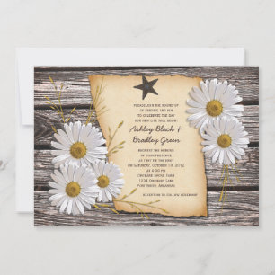 Rustikales Land Daisy Hochzeit Einladung