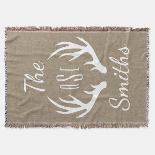 Rustikales Land Deer Antlers - Monogramm Familienn Decke