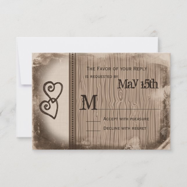 Rustikales Land Doppelherzen Hochzeit RSVP Karten (Vorderseite)