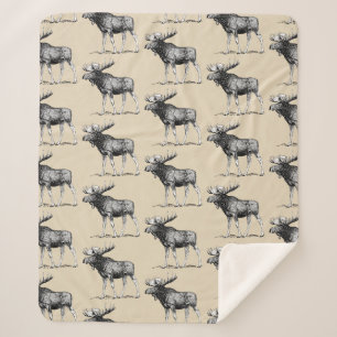 Rustikales Land Elche Illustration & Taupe Sherpadecke