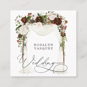 Rustikales Land Floral Antler Hochzeitsplaner Quadratische Visitenkarte