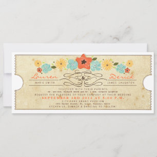 Rustikales Land Floral Ticket Tee Einladung