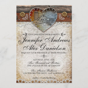 Rustikales Land für Hochzeiten Einladung