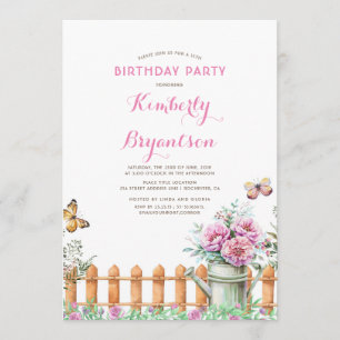Rustikales Land Garden Birthday Party Einladung