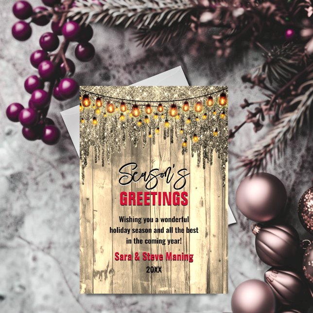 Rustikales Land Gold Glitzer Weihnachten Gruß (Von Creator hochgeladen)