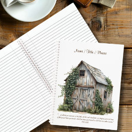 Rustikales Land große Personalisierte Unternehmen  Notizbuch