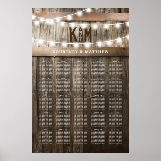 Rustikales Land Hochzeit 25 Tabelle Übersicht Poster (Vorne)