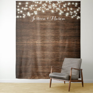 Rustikales Land Hochzeit Backdrop Foto Booth Light Wandteppich