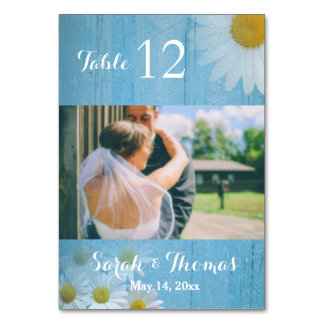 Rustikales Land Hochzeit Foto Tischnummer Card