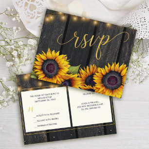 Rustikales Land Hochzeitssonne Sonnenblumen Holz U Einladungspostkarte