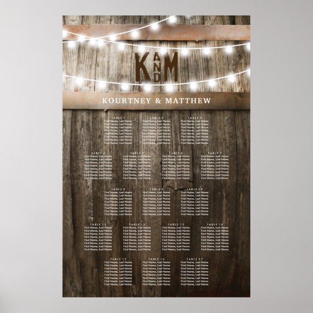 Rustikales Land Hochzeitstabelle Poster (Vorne)
