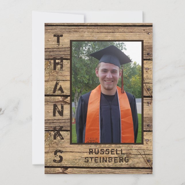 Rustikales Land Holz Abschluss Foto DANK Dankeskarte (Vorderseite)