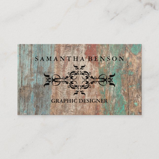 Rustikales Land Holz Textur Graphic Business Car Visitenkarte (Vorderseite)