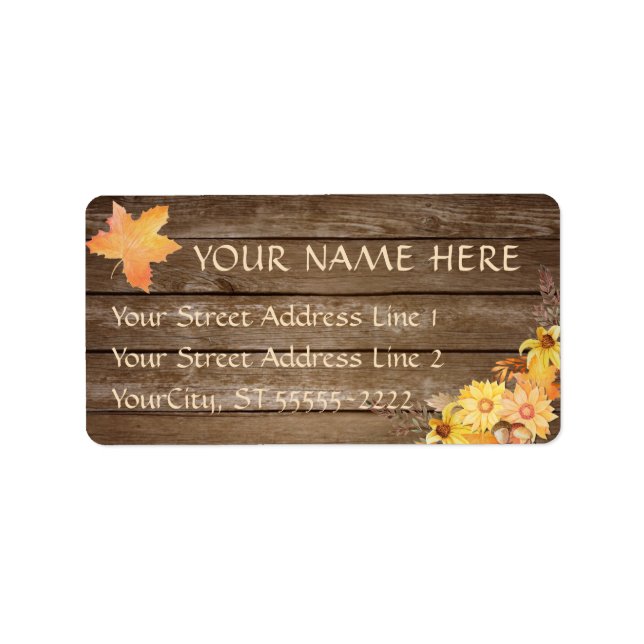 Rustikales Land Holz und Aquarellfarben Herbstlich Adressaufkleber (Vorne)