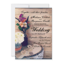 Rustikales Land Holz und Blume Hochzeit Einladung