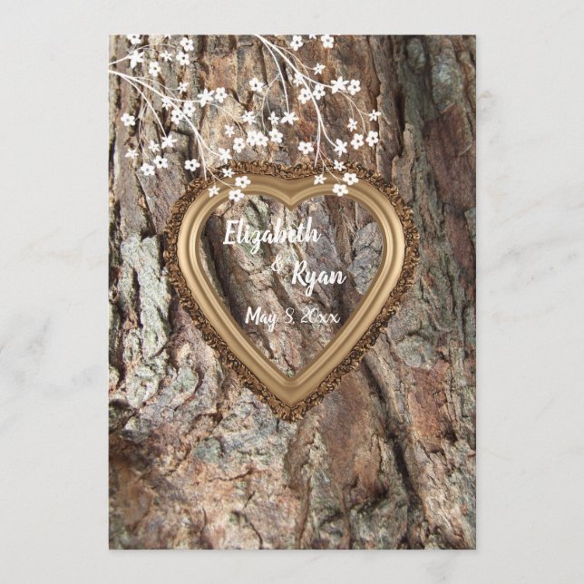Rustikales Land, Holzherz-Rahmen, Hochzeitsempfehl Hinweiskarte (Vorderseite)