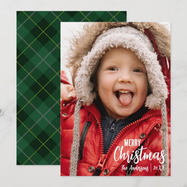 Rustikales Land Kariert Frohe Weihnachten Familie  (Vorne/Hinten)