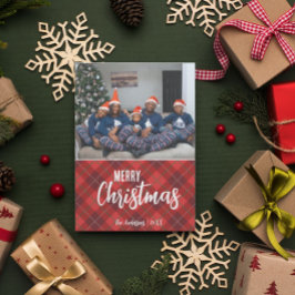 Rustikales Land Kariert Frohe Weihnachten Familie