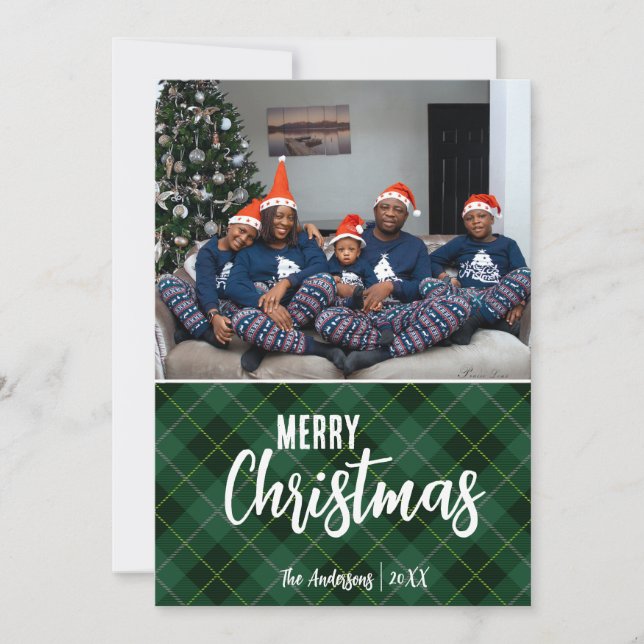 Rustikales Land Kariert Frohe Weihnachten Familie  (Vorderseite)