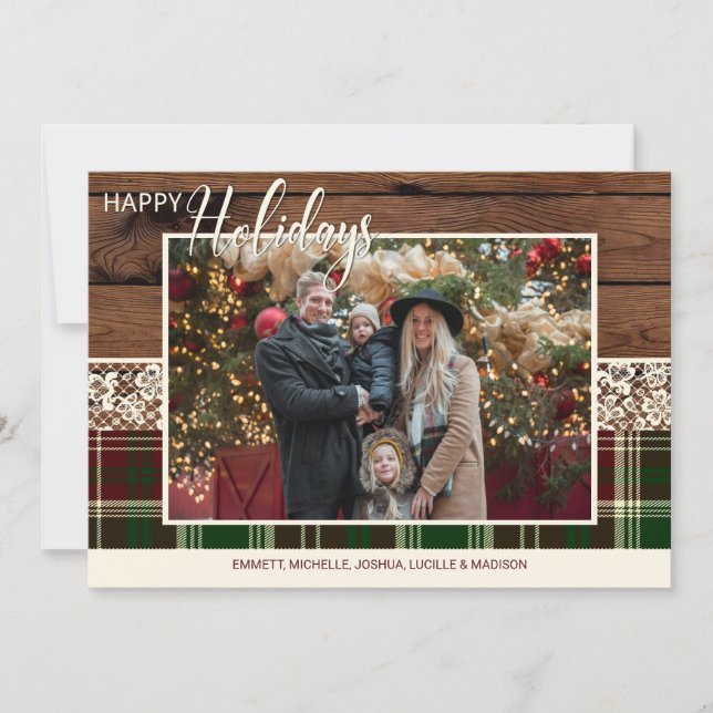 Rustikales Land Kariert Weihnachten Foto (Vorderseite)