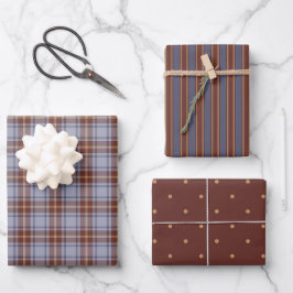 Rustikales Land Karierte und polkische Punkte Geschenkpapier Set