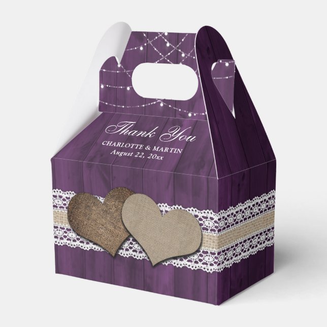 Rustikales Land Lila Wedding Danke Geschenkschachtel (Vorderseite)
