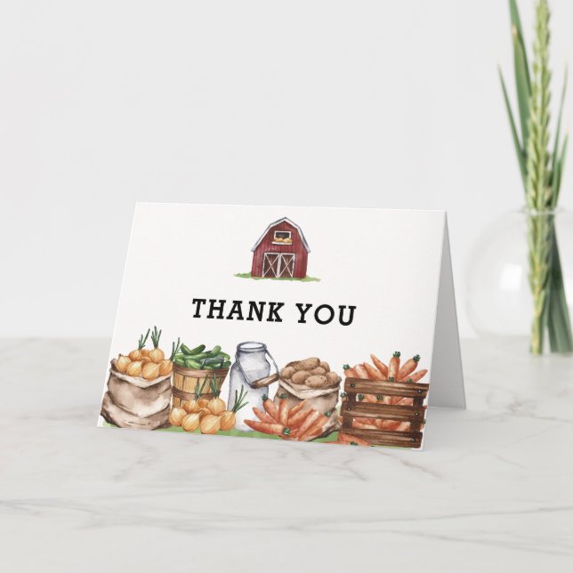 Rustikales Land lokal Grown Veggie Babydusche Dankeskarte (Vorderseite)