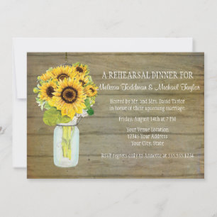 Rustikales Land Mason Jar Blume Sonnenblumen Hänge Einladung