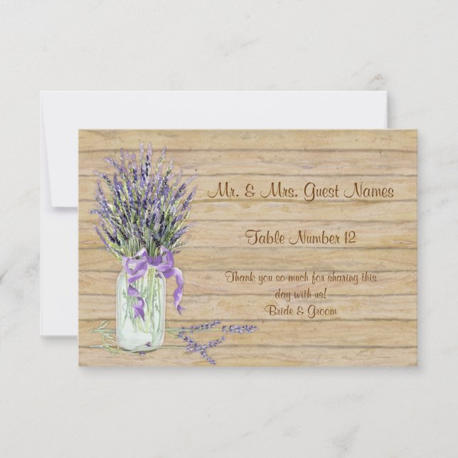 Rustikales Land Mason Jar French Lavender Bouquet Einladung (Vorderseite)