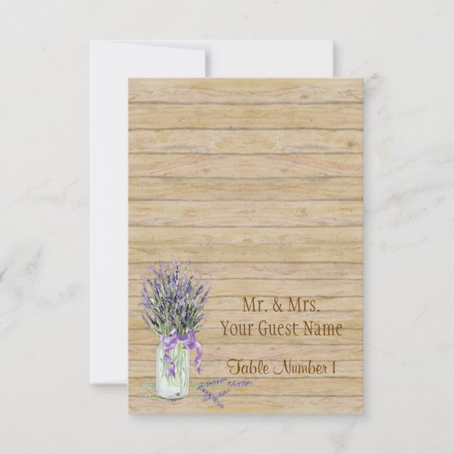 Rustikales Land Mason Jar French Lavender Bouquet Einladung (Vorderseite)