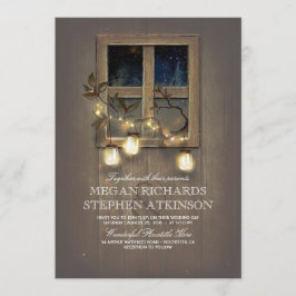 Rustikales Land | Mason Jar Lights Hochzeit im Her Einladung