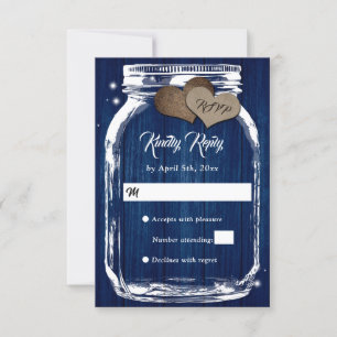 Rustikales Land Navy Blue Mason Jar Wedding RSVP