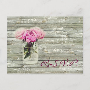 rustikales Land Rose Mason jar Hochzeit rsvp Einladungspostkarte