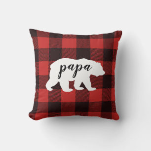 Rustikales Land rot und schwarz Flannel Papa Bear Kissen