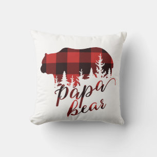 Rustikales Land rot und schwarz Flannel Papa Bear Kissen