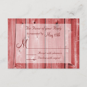 Rustikales Land Roter Stall Holz Hochzeit RSVP Kar Karte