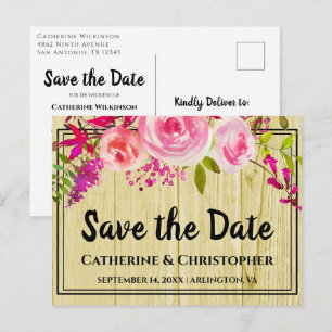 Rustikales Land Save the Date Blumenankündigung Postkarte