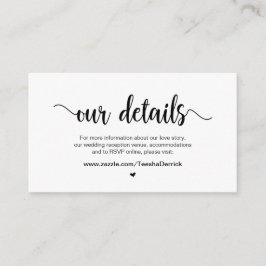 Rustikales Land, schwarze Schrift, unsere Hochzeit Begleitkarte